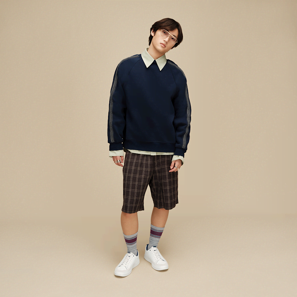 Men's Trimmed Crewneck Sweatshirt - Brown