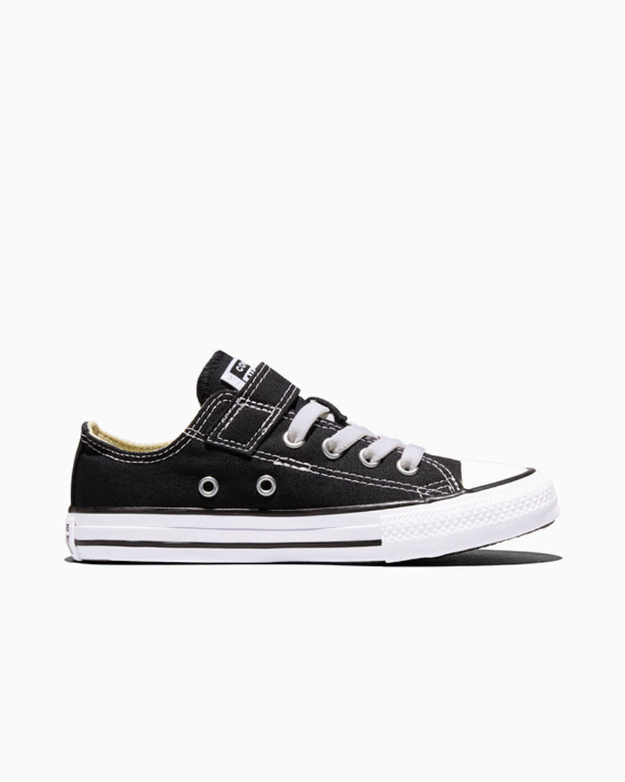 Kids' Easy-On Canvas Low Top Sneaker - Black - Black/Natural/White