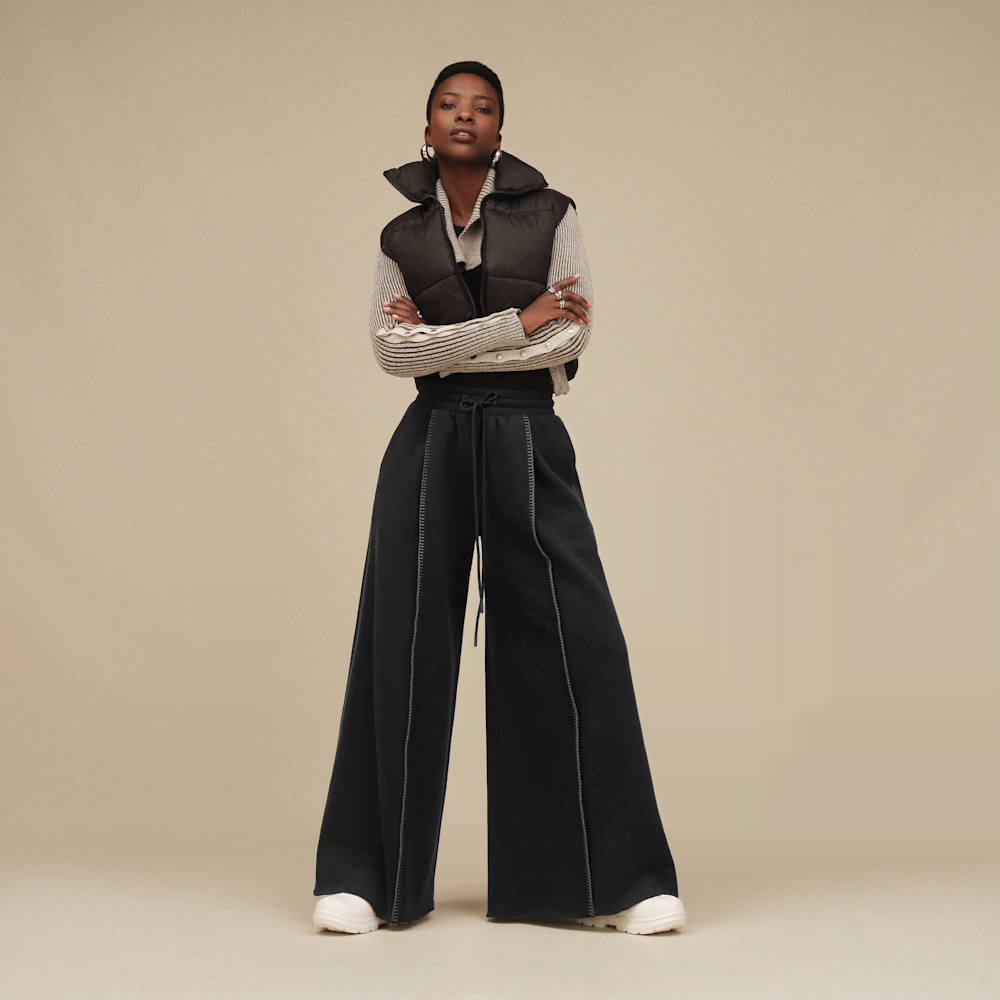 Women's Mid-Rise Extra Wide-Leg Fleece Pants - Green