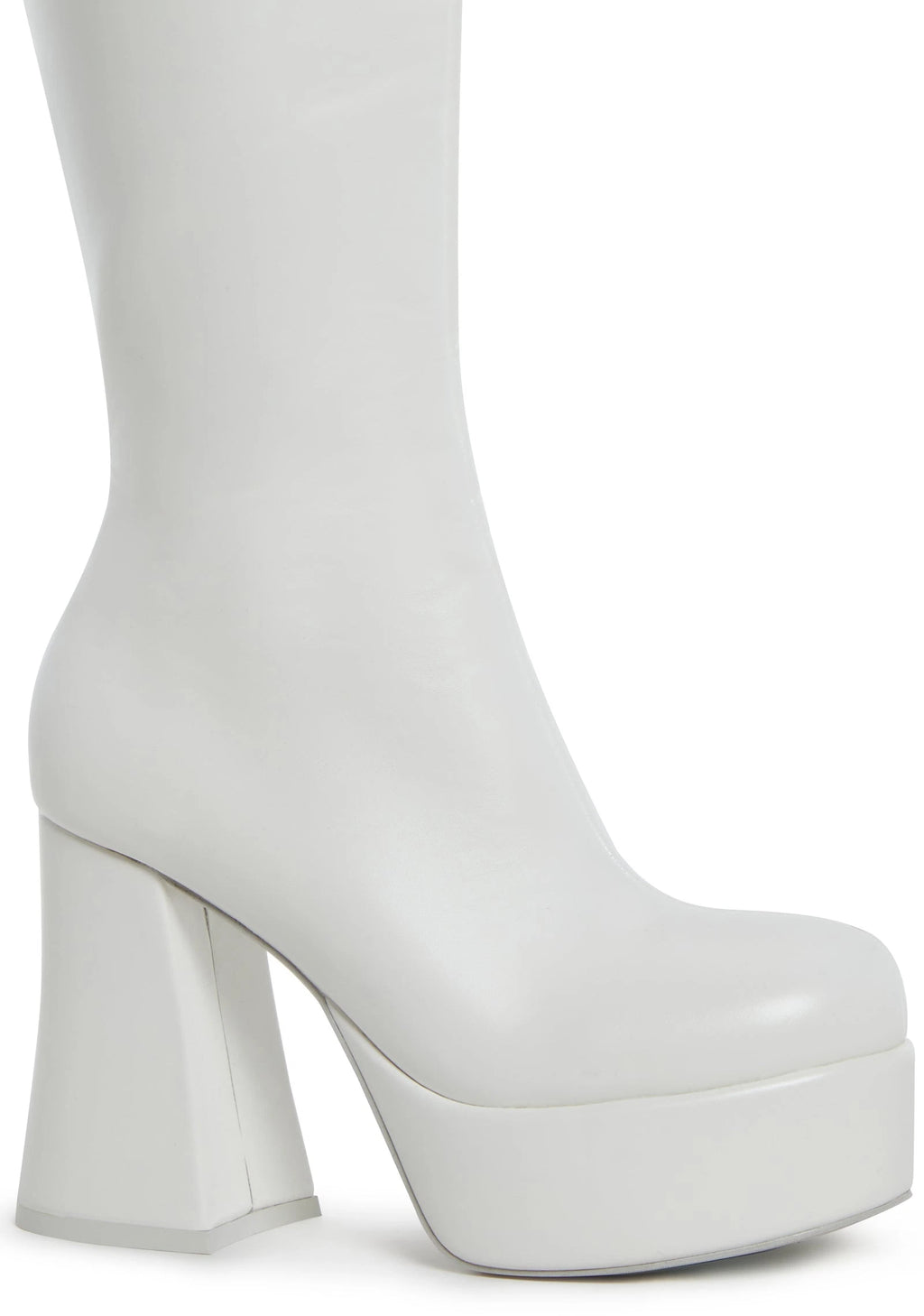 Platform Block Heel Boots - White