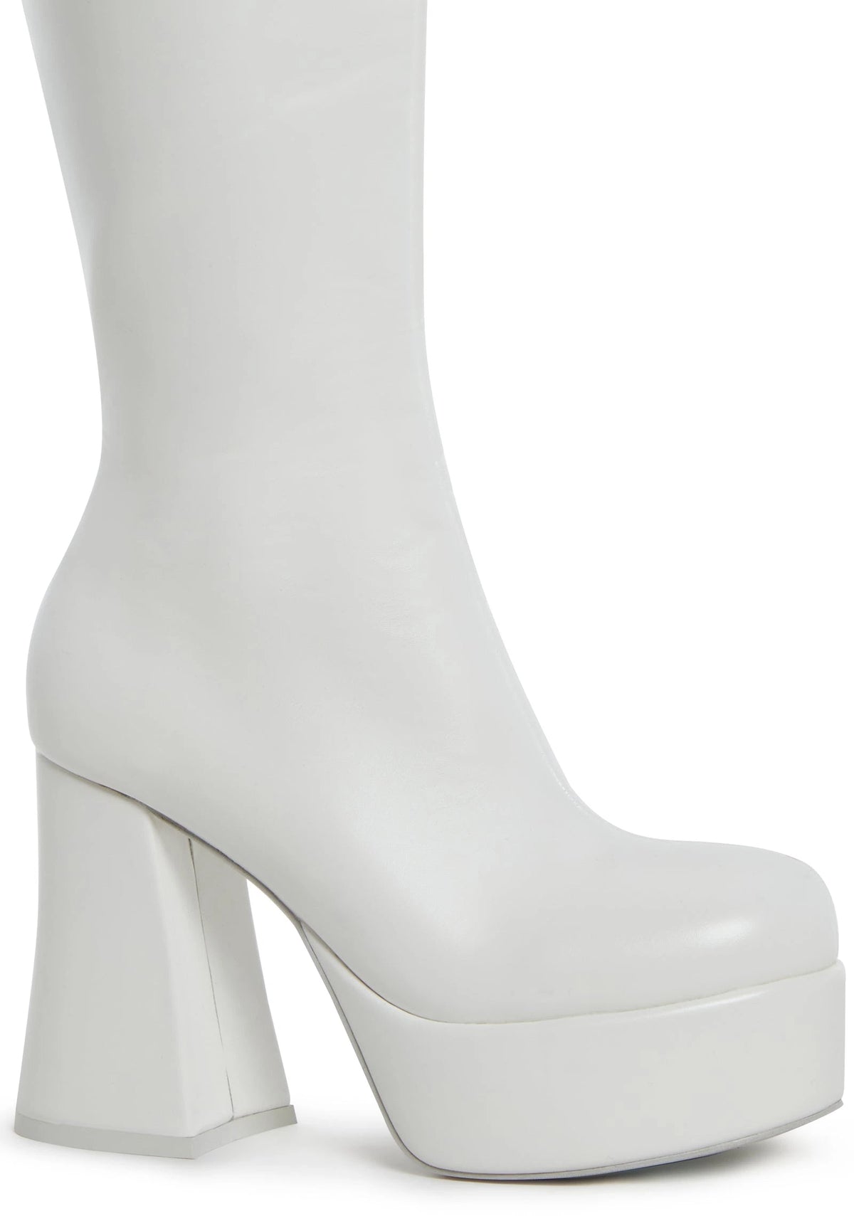 Platform Block Heel Boots - White