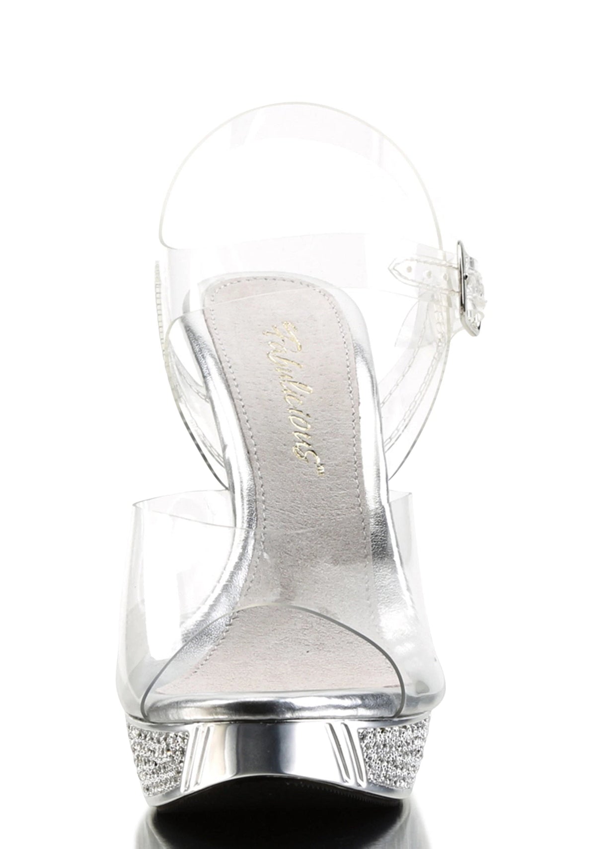 Rhinestone Platform Ankle Strap Sandals - Silver
