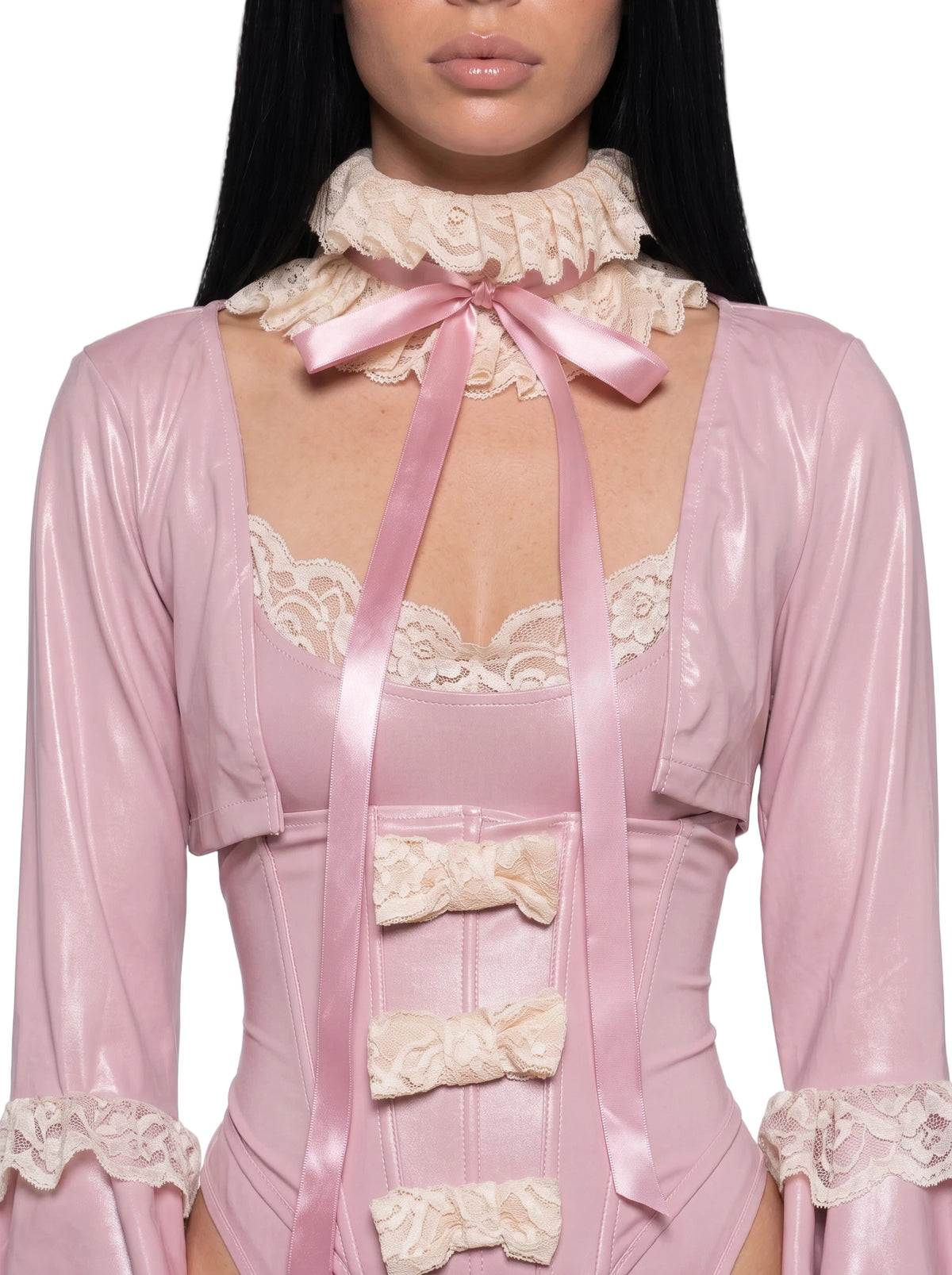 Pink Metallic Bodysuit Costume Set