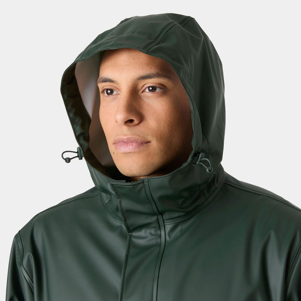 Men's Waterproof PU Rain Jacket - Dark Green