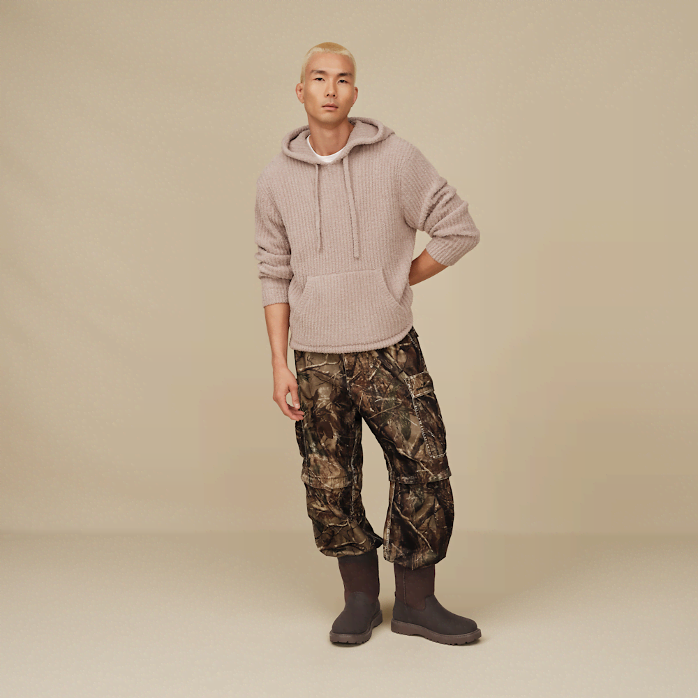 Men's Recycled Ribbed Pullover Hoodie - Oyster