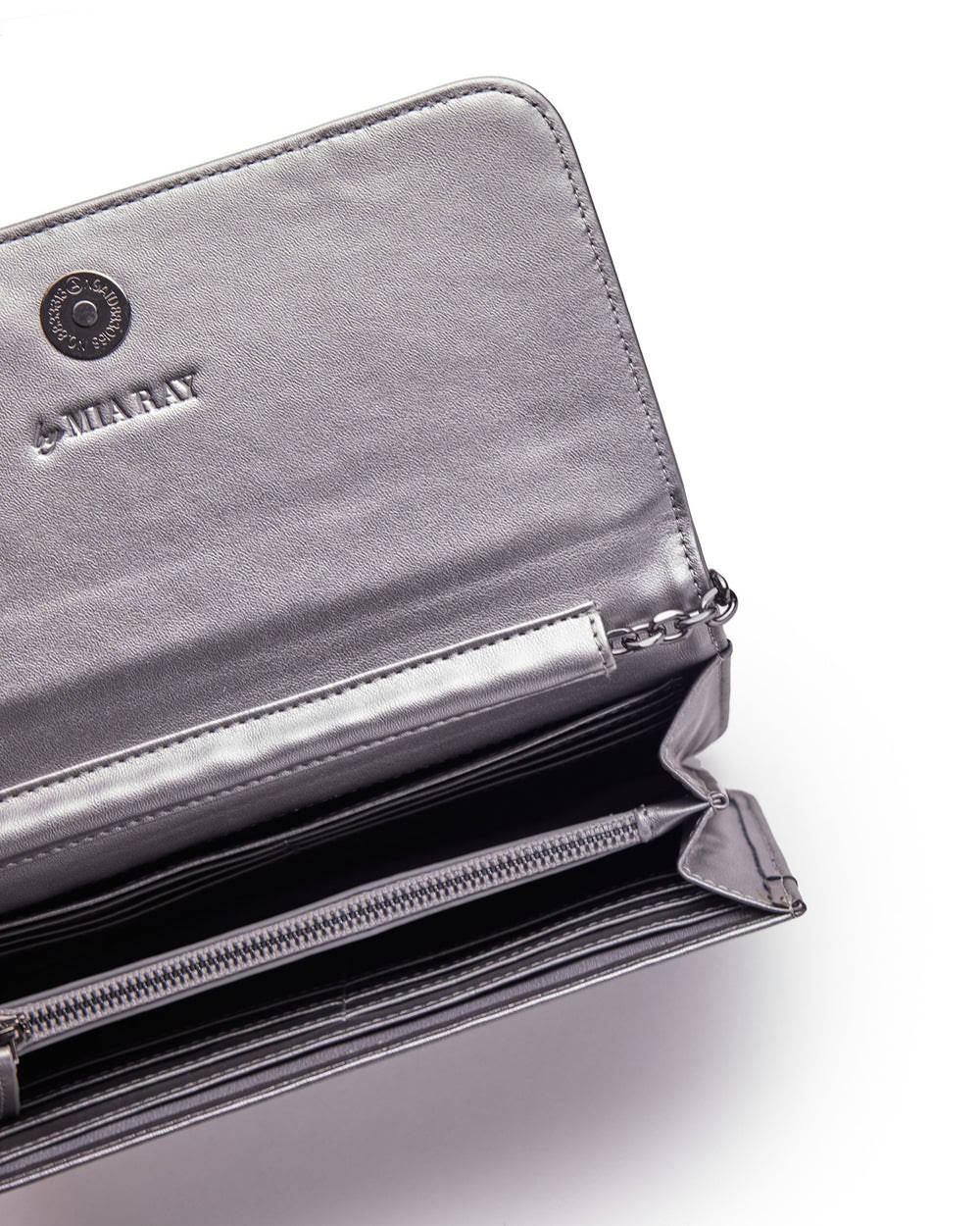 Vegan Leather Wallet On Chain - Platinum