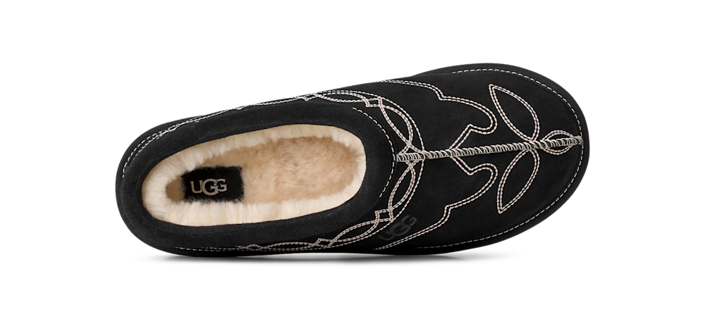 Men's Embroidered Suede Slipper - Black