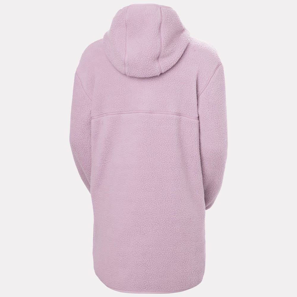 Women's Hooded Pile Fleece Jacket - Purple