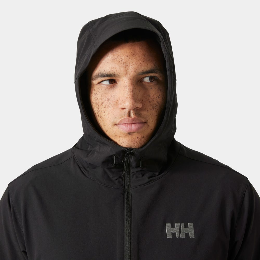 Men's Stretch Hooded Softshell Jacket - Black
