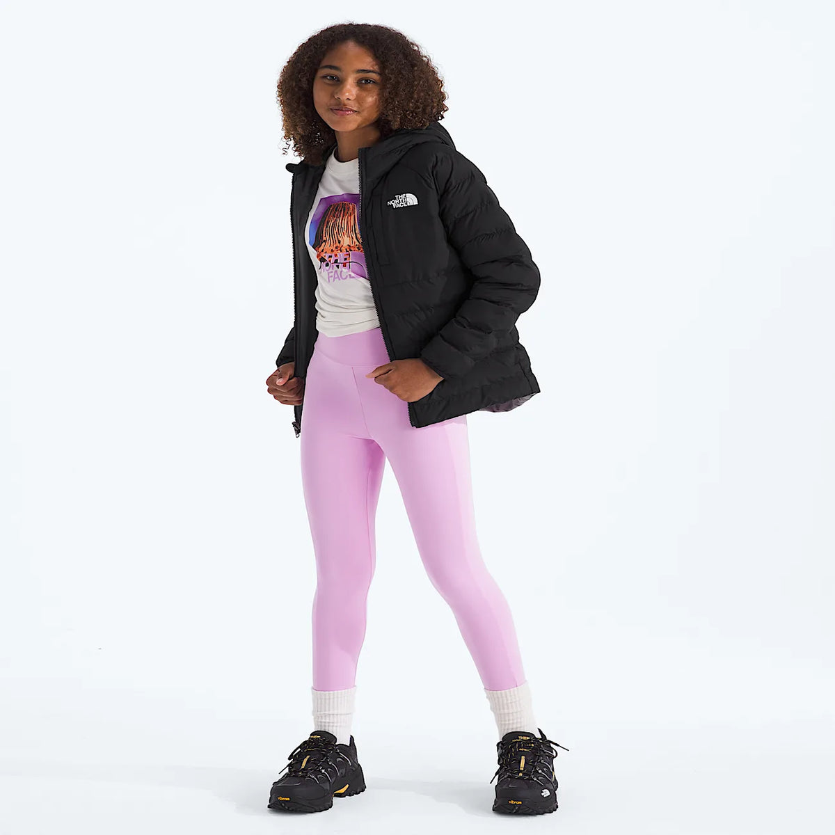 Girls' Reversible Hooded Jacket - Black Gray
