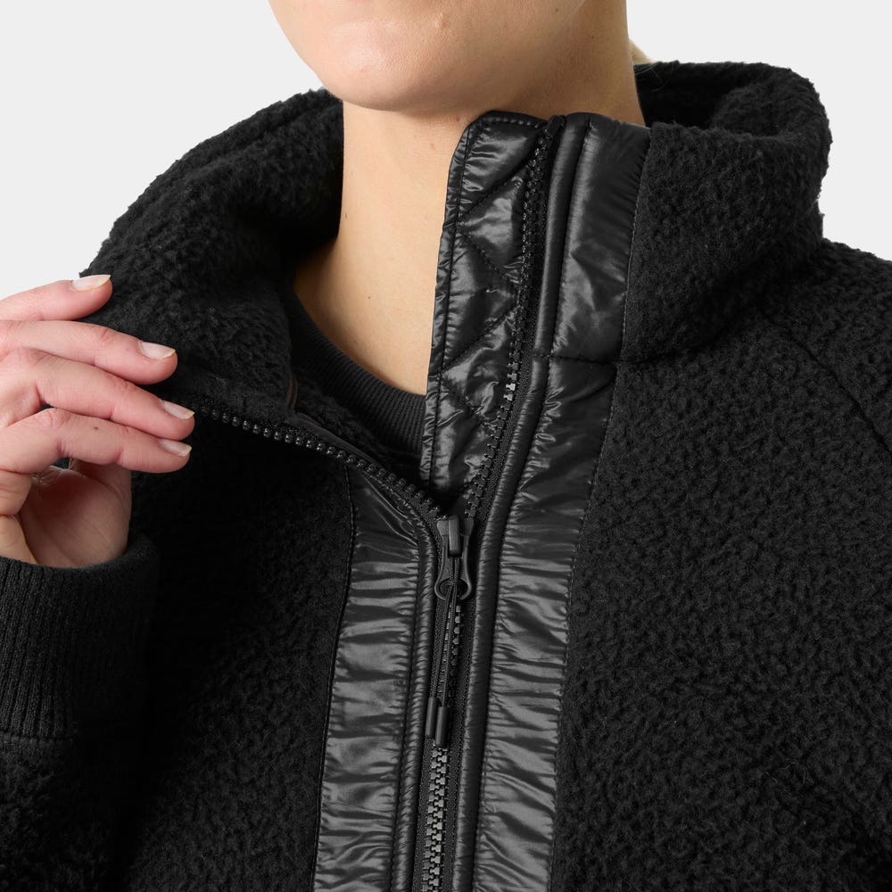 Women's Quilted Pile Fleece Jacket - Cream