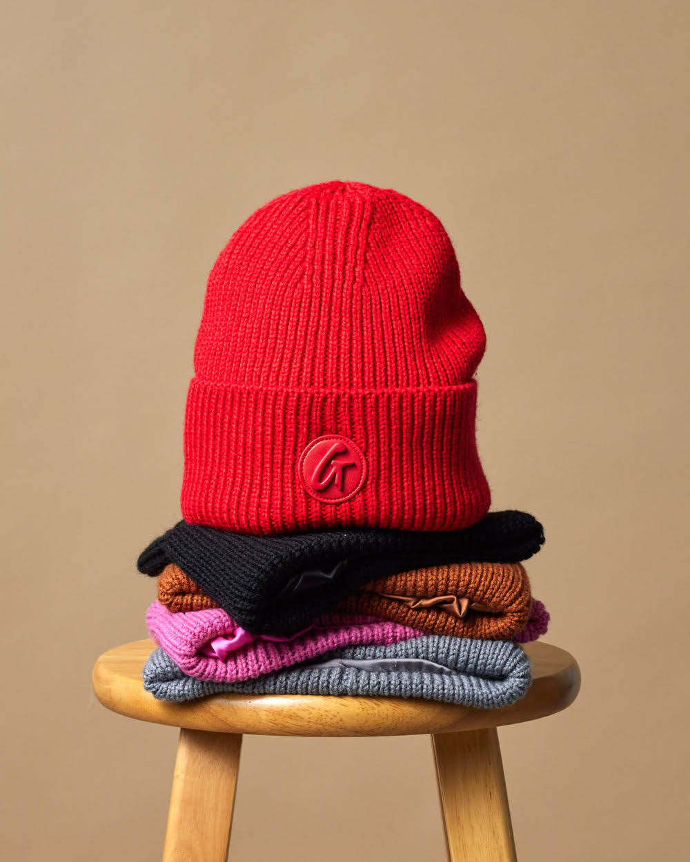 Wool Blend Satin-Lined Beanie - Black