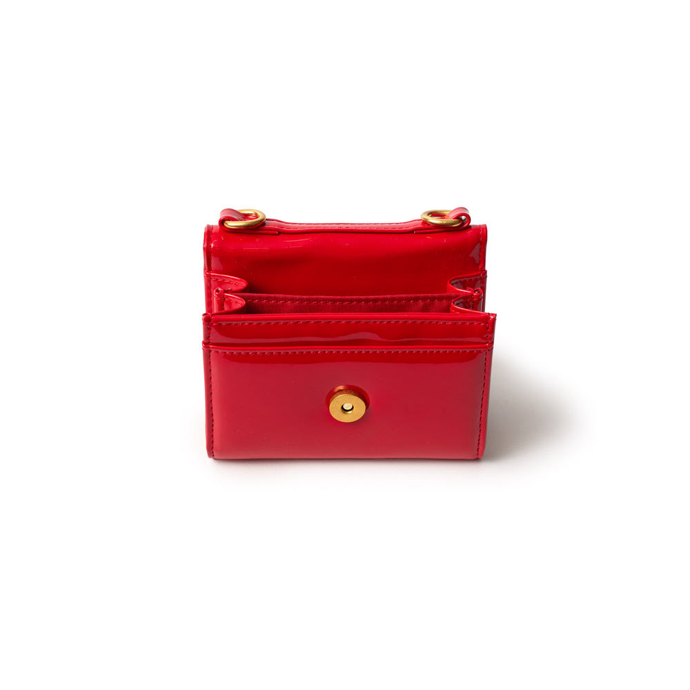 Mirrored Wallet With Chain - Red