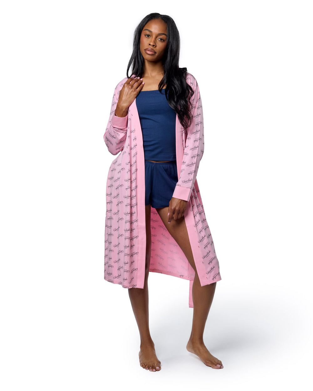 Rayon Blend Kimono Robe - Light Pink