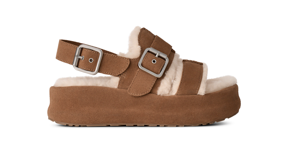 Women's Suede Platform Sandal - Mustard