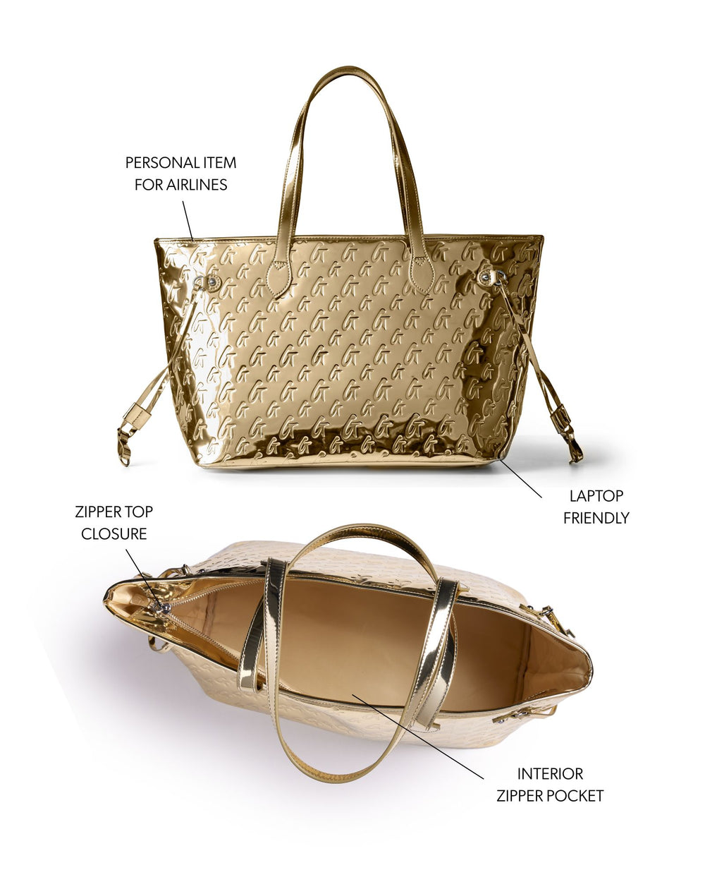 Metallic Vegan Leather Tote - Gold