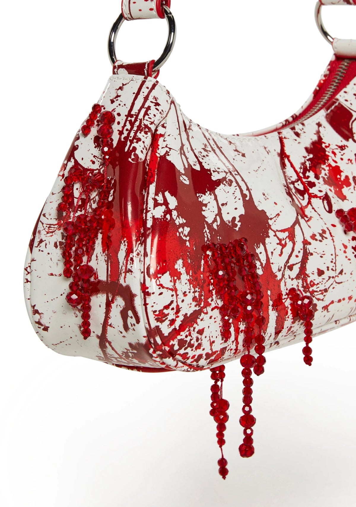 Red Splatter Faux Leather Shoulder Bag