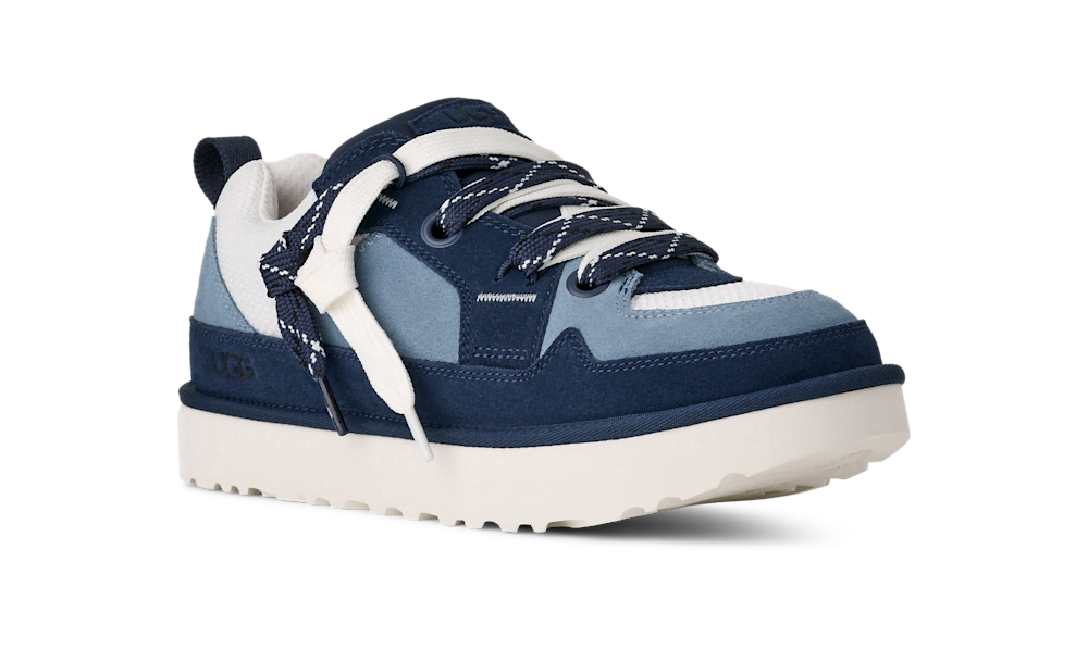 Men's Suede and Mesh Low Top Sneakers - Blue
