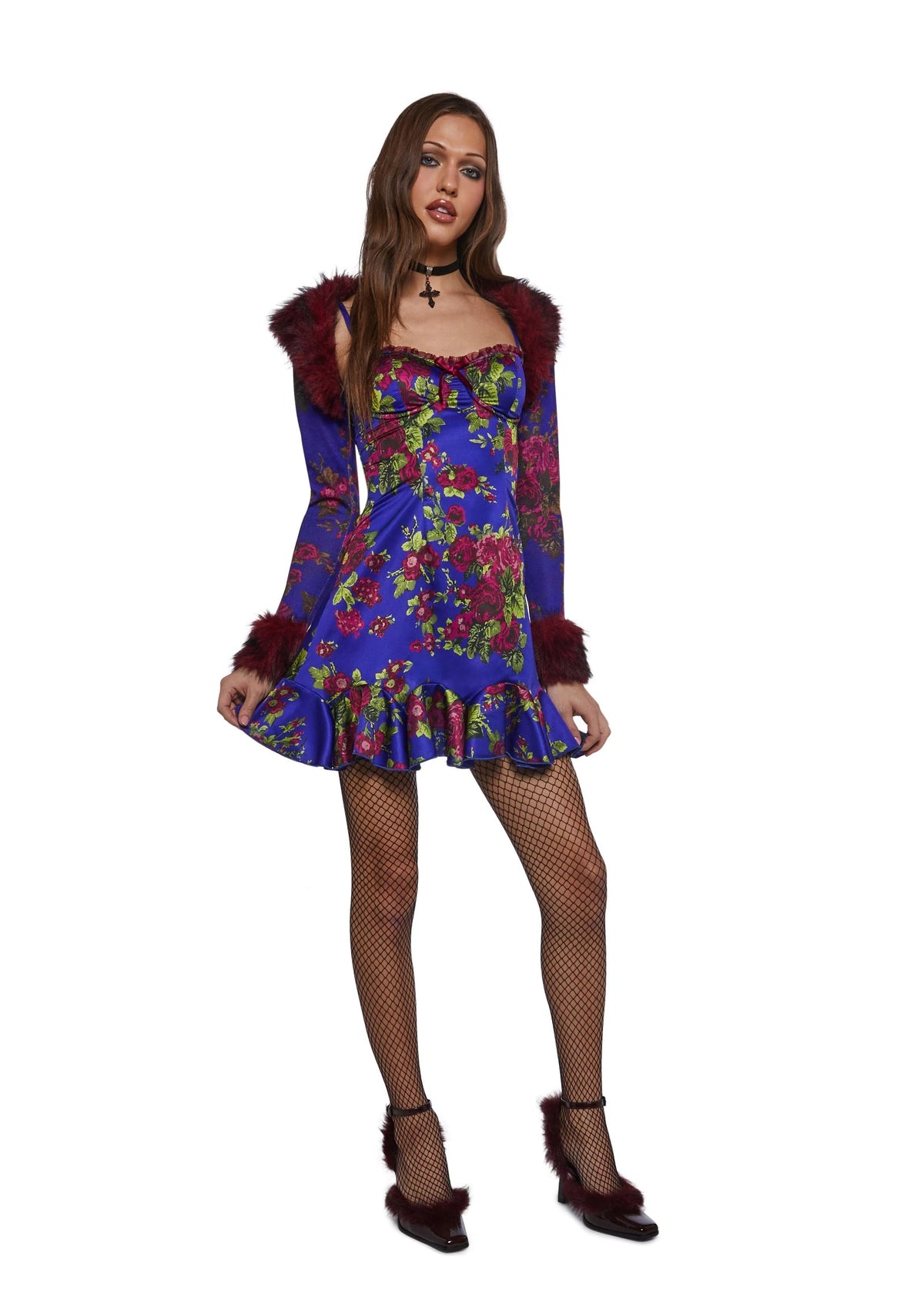Floral Satin Underwire Mini Slip Dress