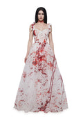 Blood Splatter Lace Maxi Costume Dress - White