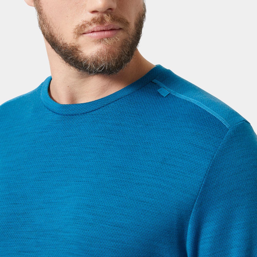 Men's Merino Wool Base Layer Top - Blue