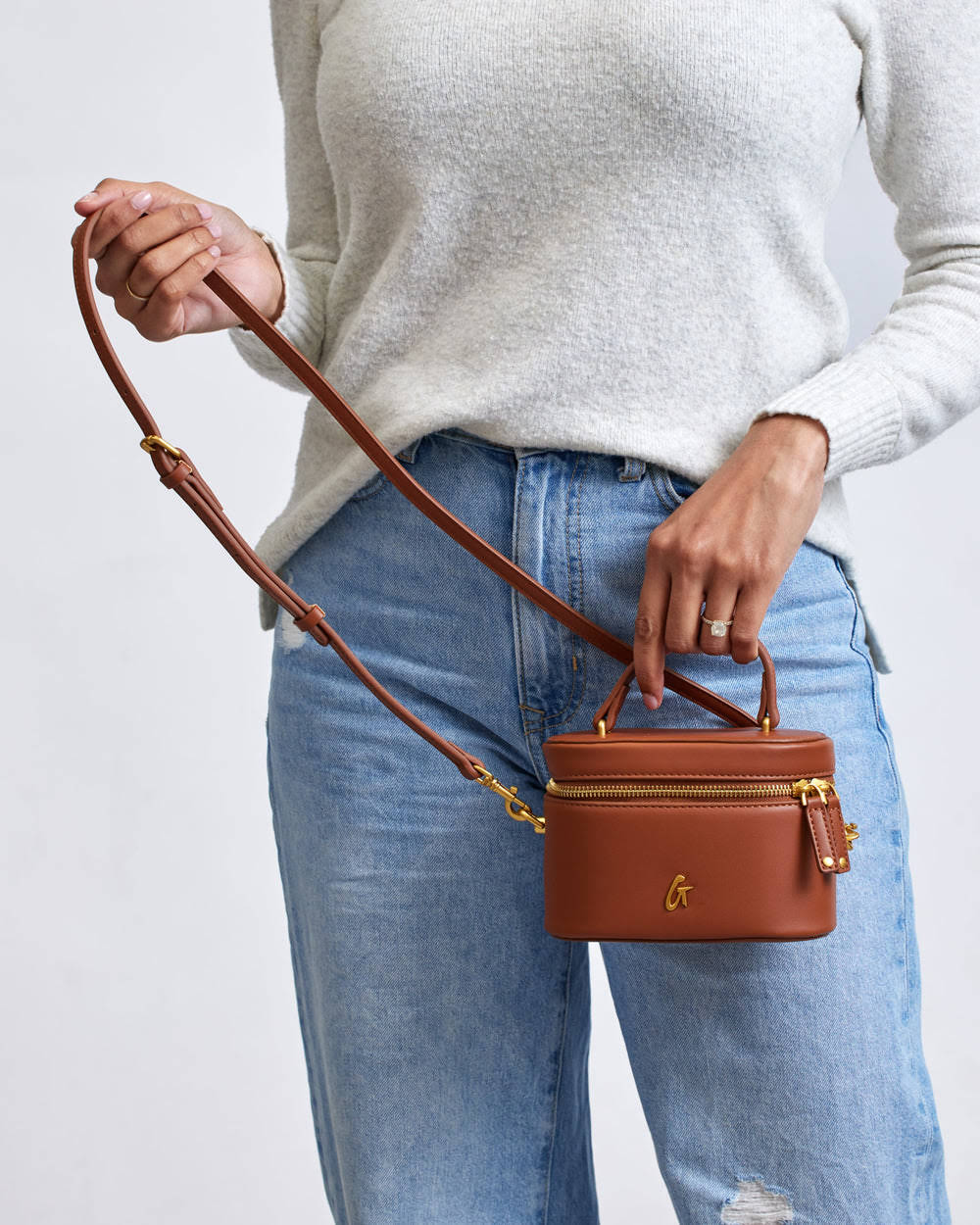 Mini Smooth Vanity Bag - Brown