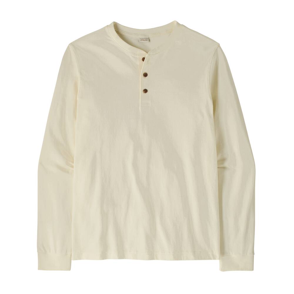 Men's Long Sleeve Cotton Henley Shirt - White