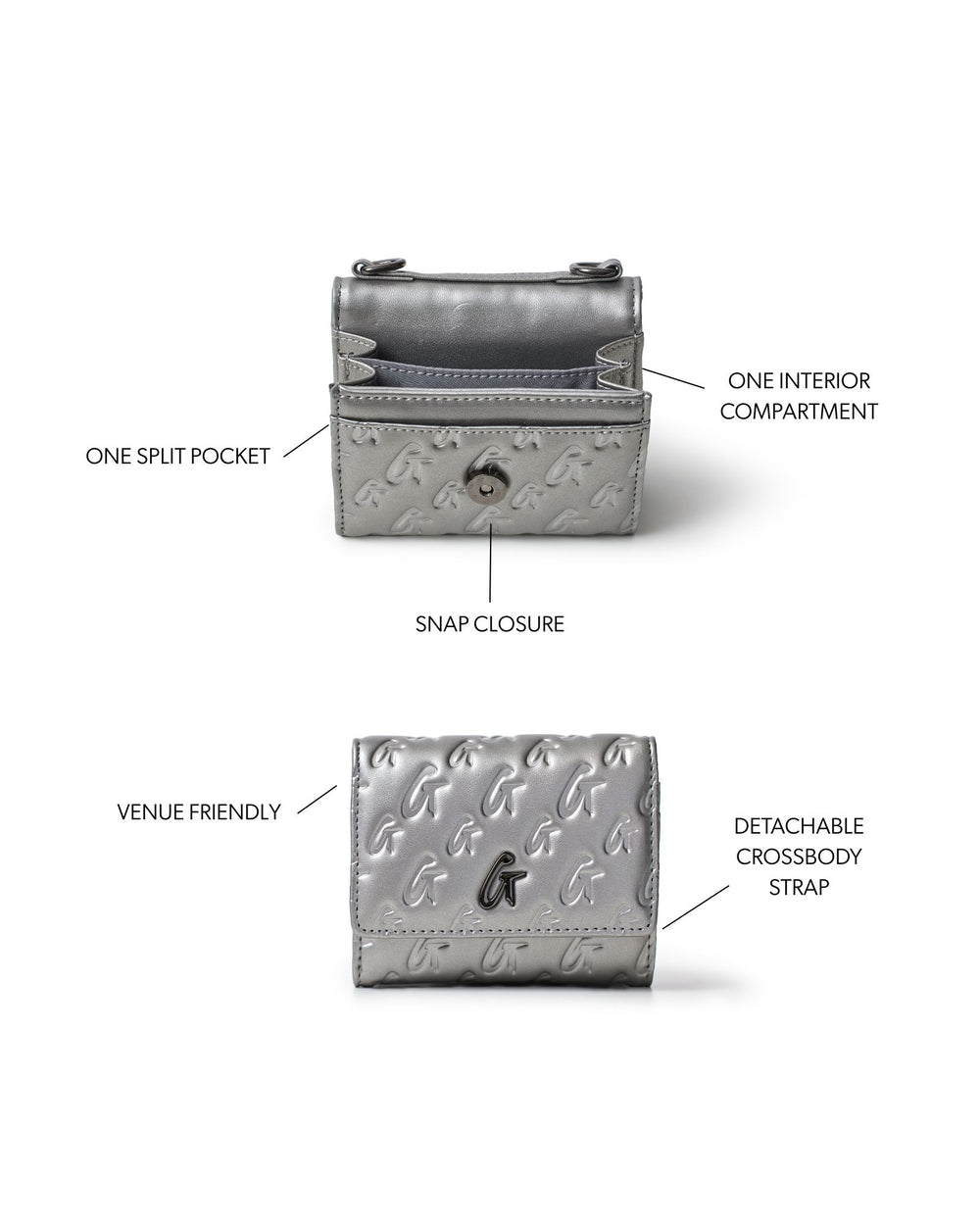 Chain Strap Wallet Crossbody - Platinum