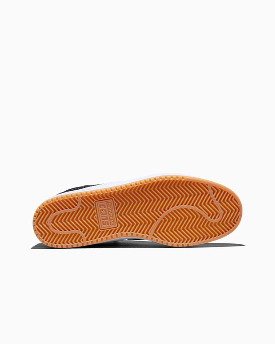 Suede Leather Skate Low Top Shoe - Black/White/Gum