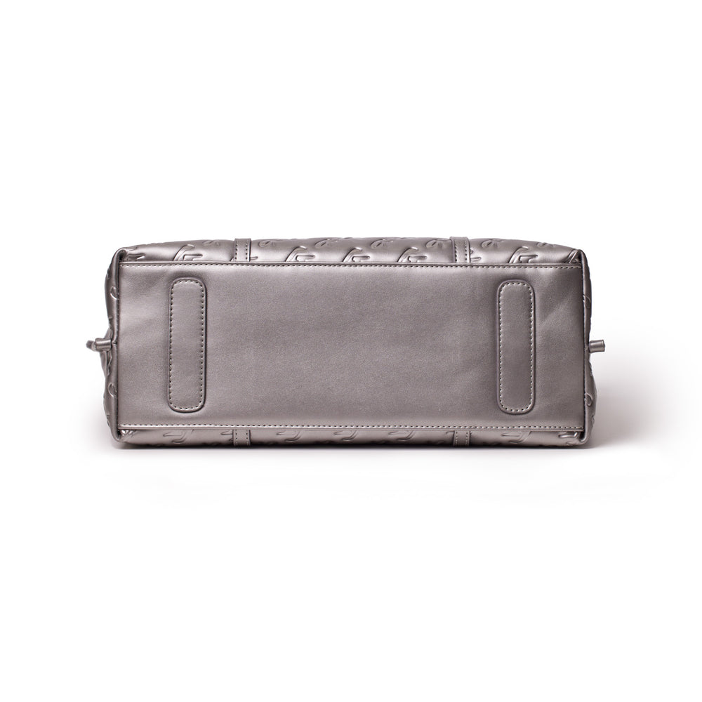 Vegan Leather Laptop Tote - Platinum