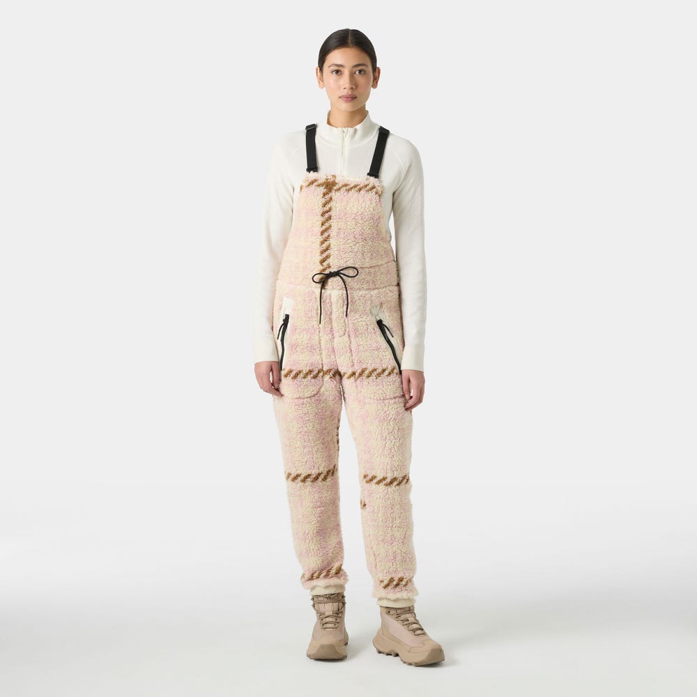 Unisex Printed Fleece Bib Overalls - Pink
