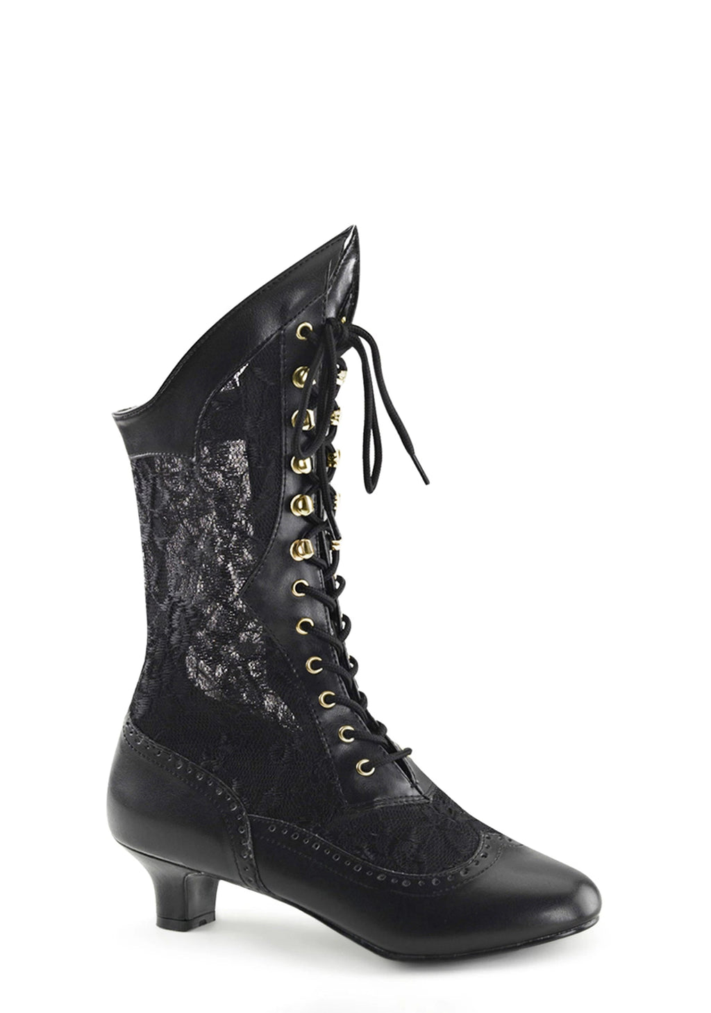 Lace Mid-Calf Boots - Black