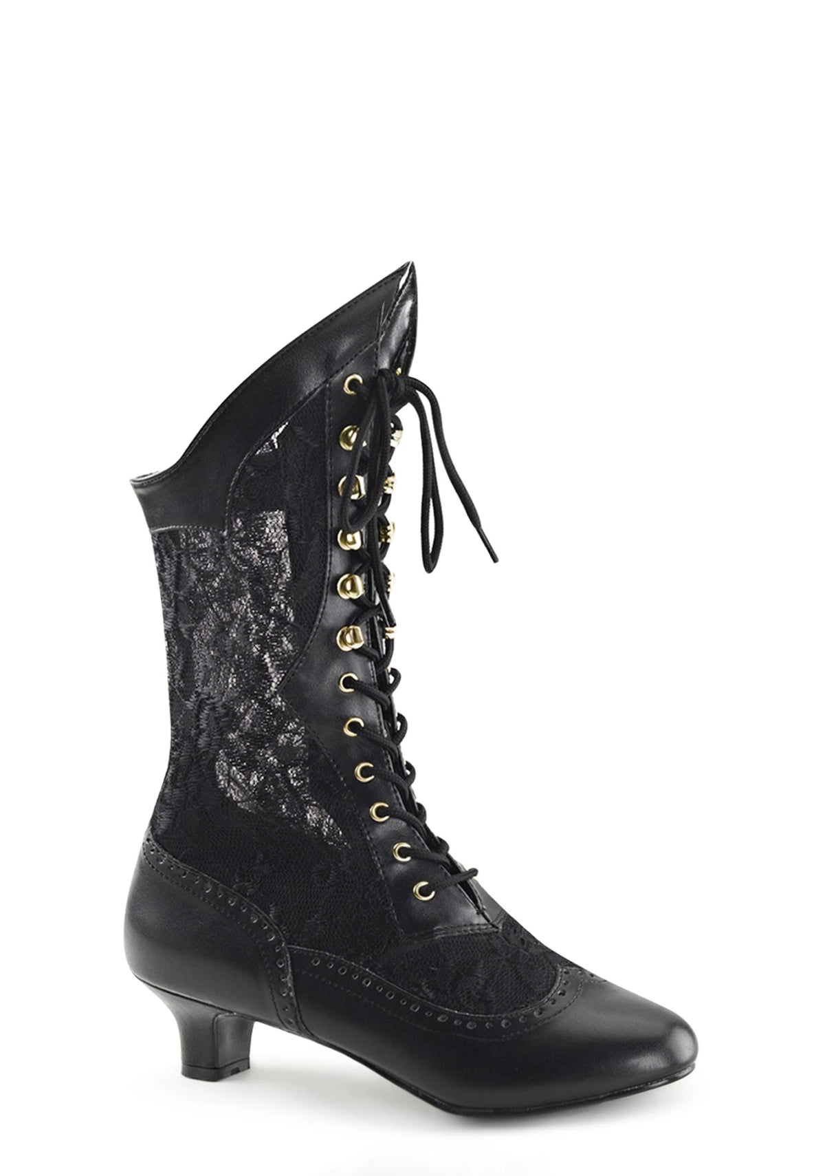 Lace Mid-Calf Boots - Black