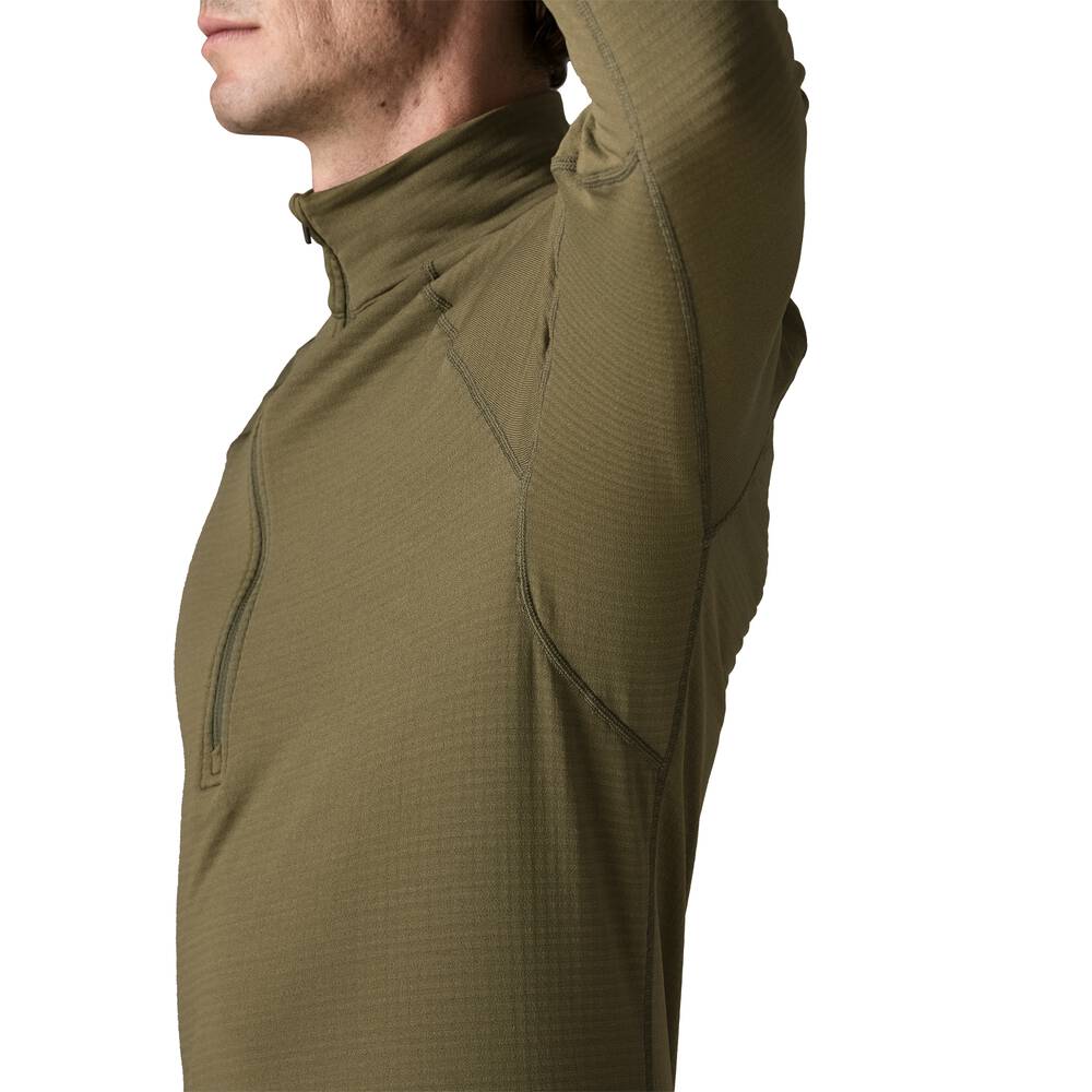 Men's Grid Fleece Zip-Neck Base Layer - Orange