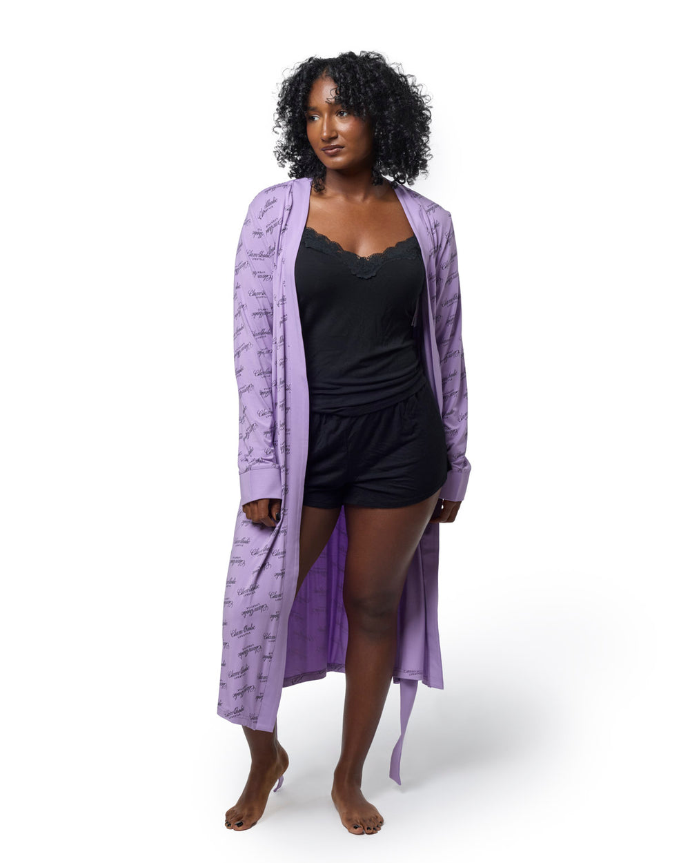 Rayon Blend Kimono Robe - Lavender