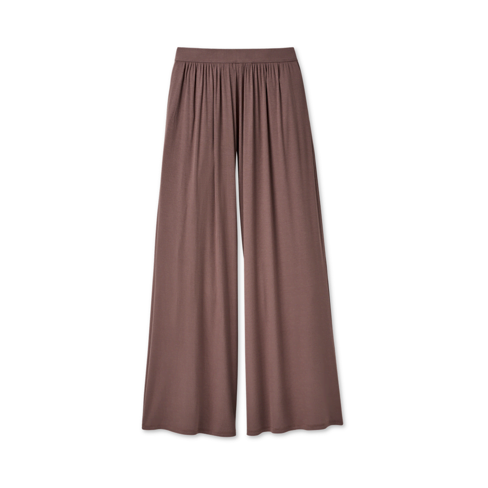 Women's Ribbed Wide-Leg Pants - Black