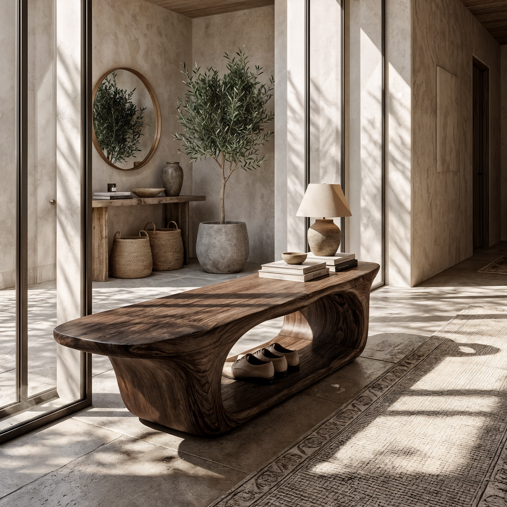Rustic Modern Wood Shoe Rack Bench