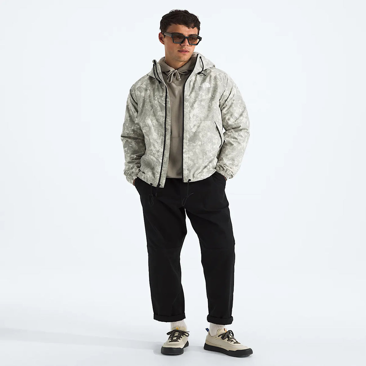 Men's Printed Rain Hooded Jacket - Grey