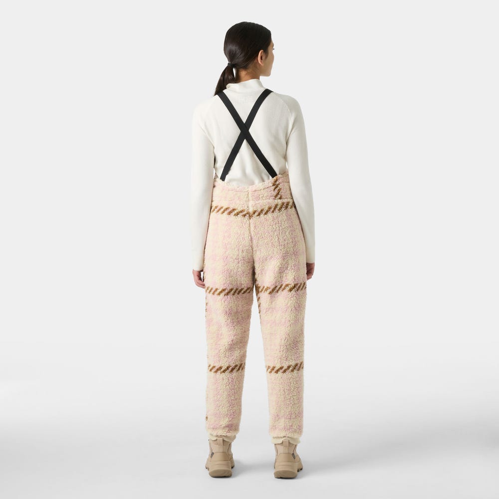 Unisex Printed Fleece Bib Overalls - Pink