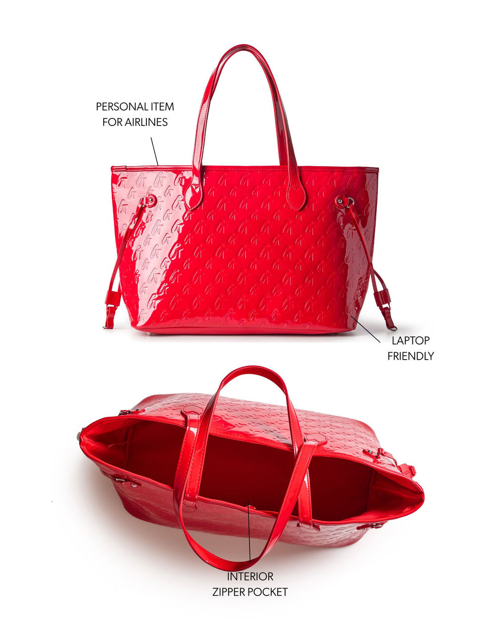 Mirrored Vegan Leather Tote - Red