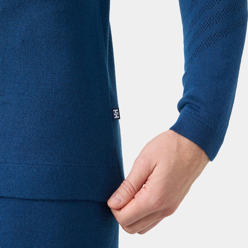 Men's Merino Wool Base Layer Hoodie - Blue