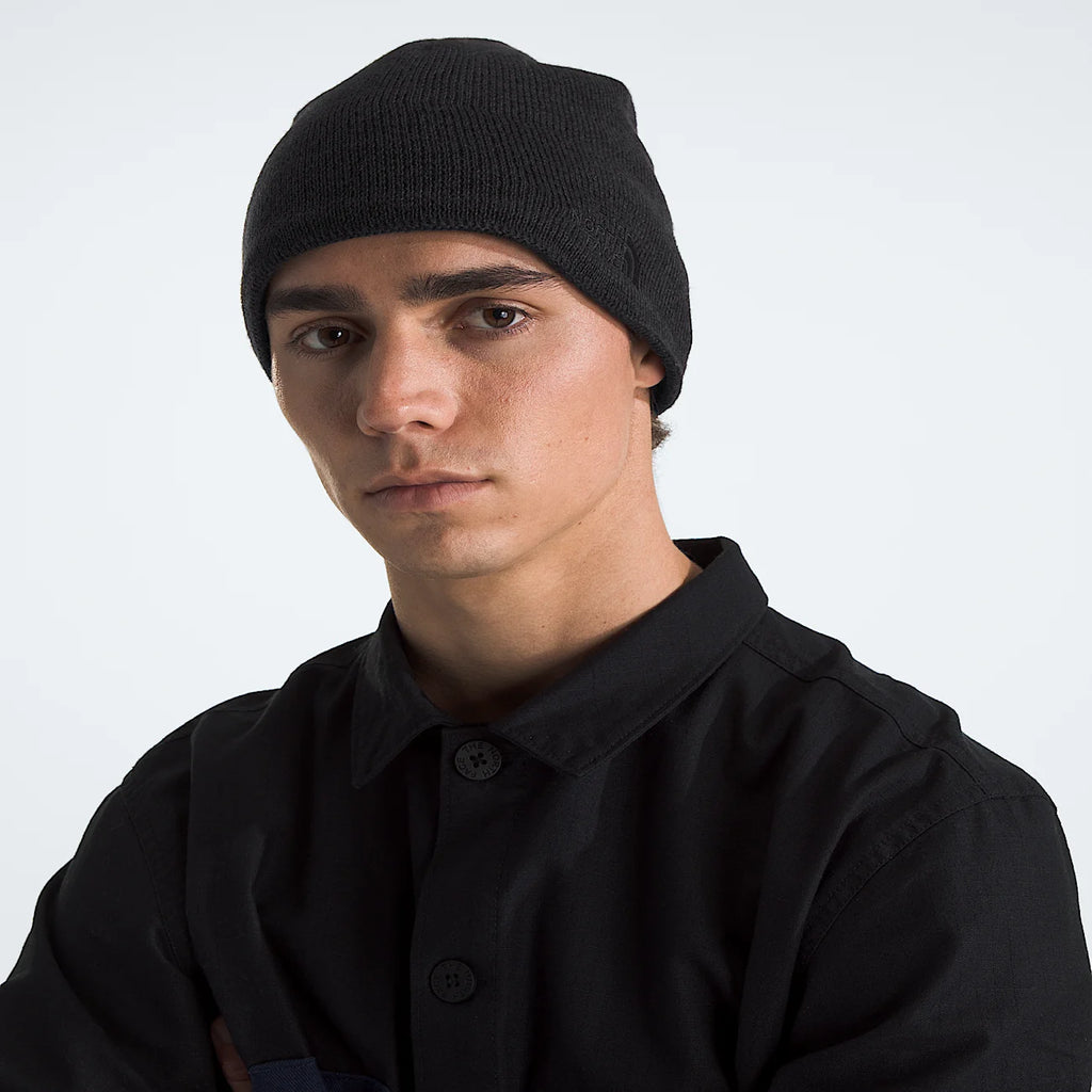 Ribbed Knit Beanie - Black Heather