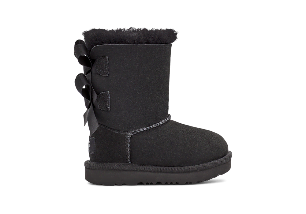 Toddler Sheepskin Bow Boot - Black