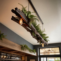 Rustic Wooden Ceiling Light With Greenery For Kitchen Or Living Room