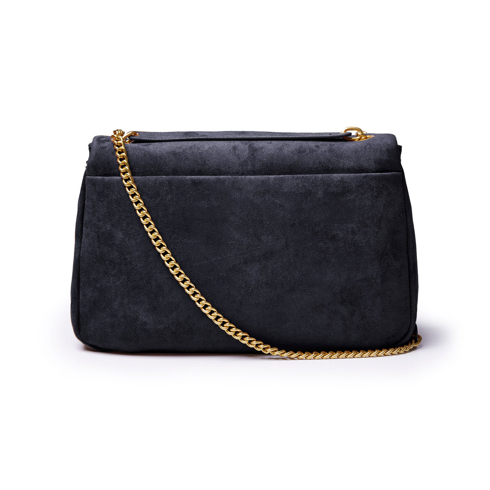 Medium Vegan Suede Flap Bag - Black