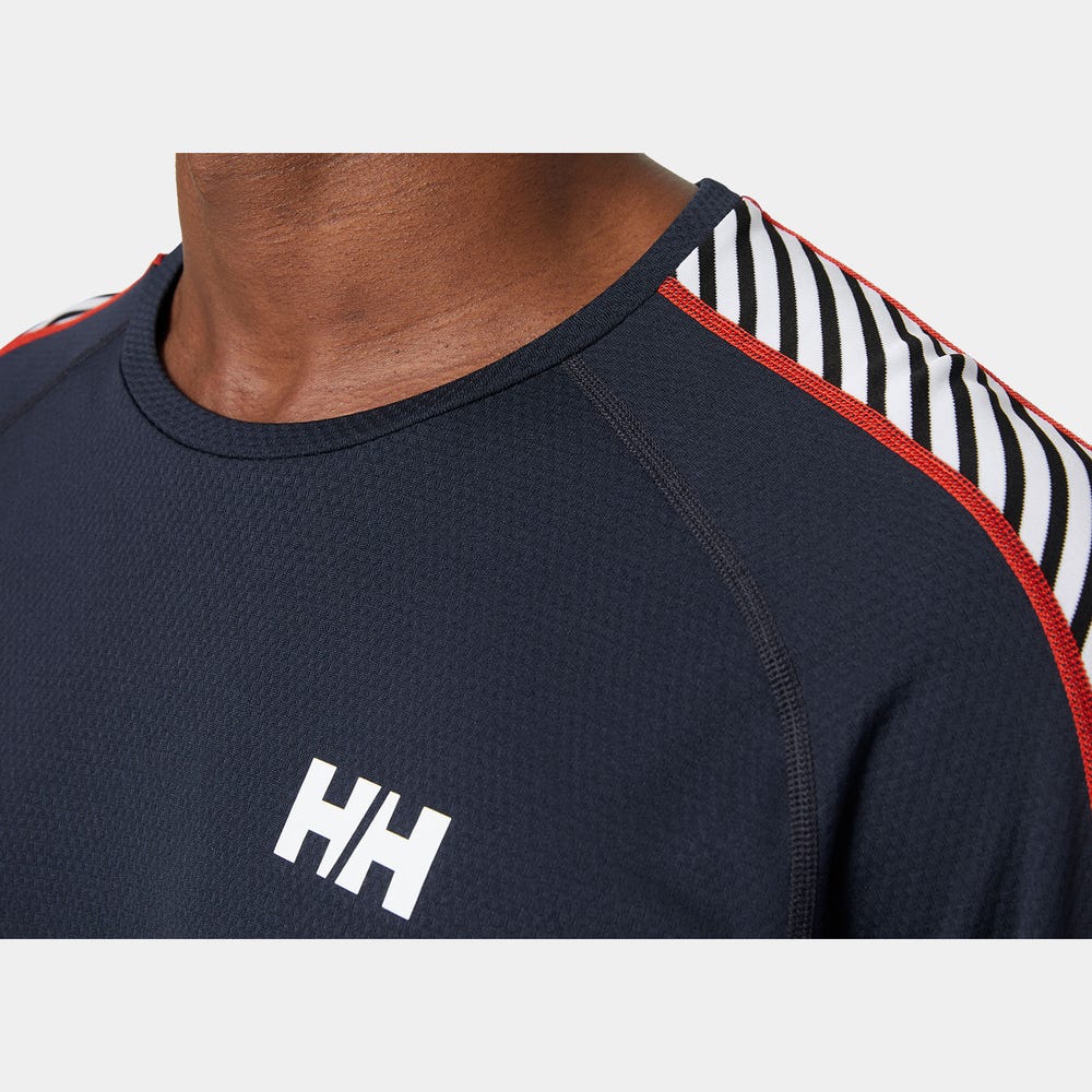 Men's Striped Crew Base Layer Top