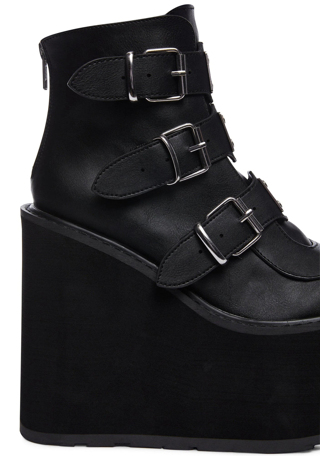 Matte Wedge Platform Ankle Boots - Black