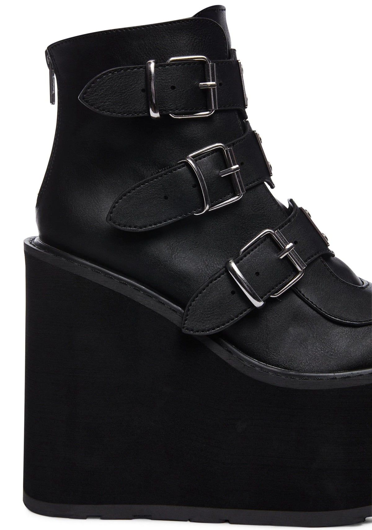 Matte Wedge Platform Ankle Boots - Black