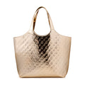 Metallic Vegan Leather Maxi Tote - Gold