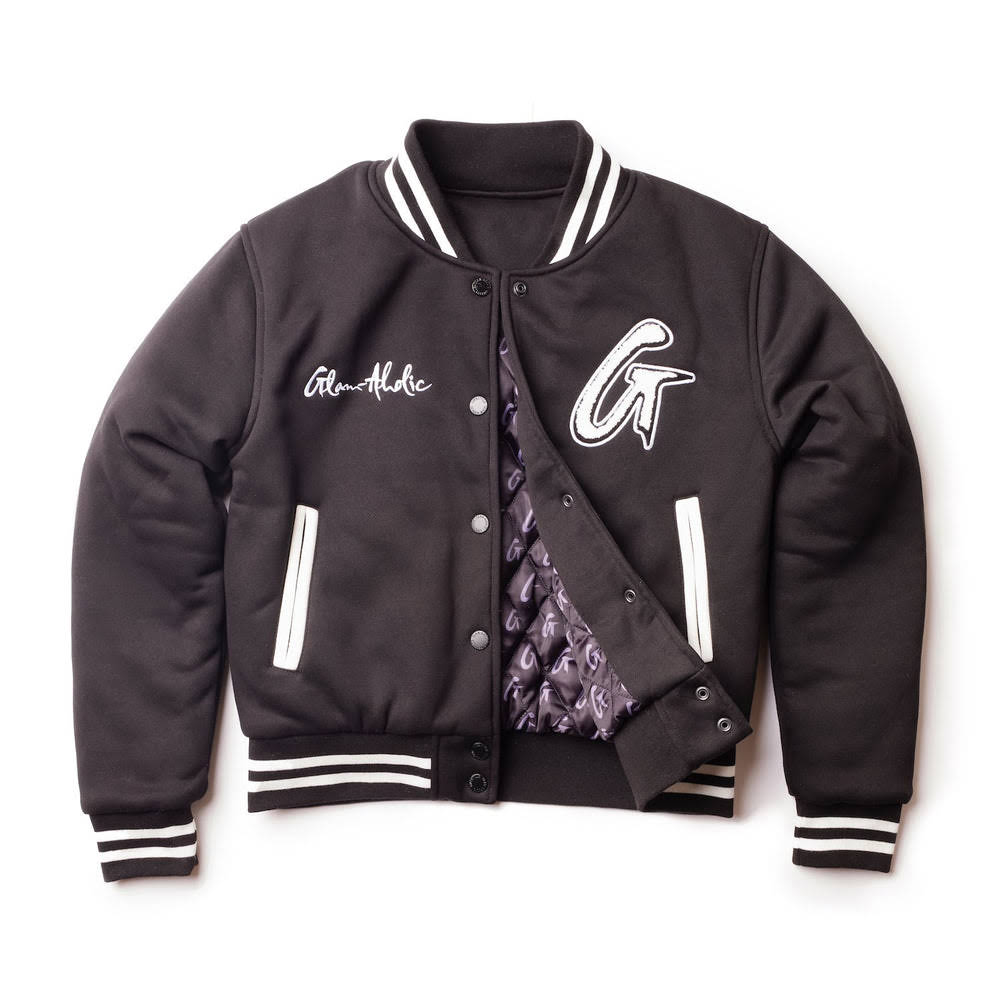 Cotton Blend Varsity Jacket - Black